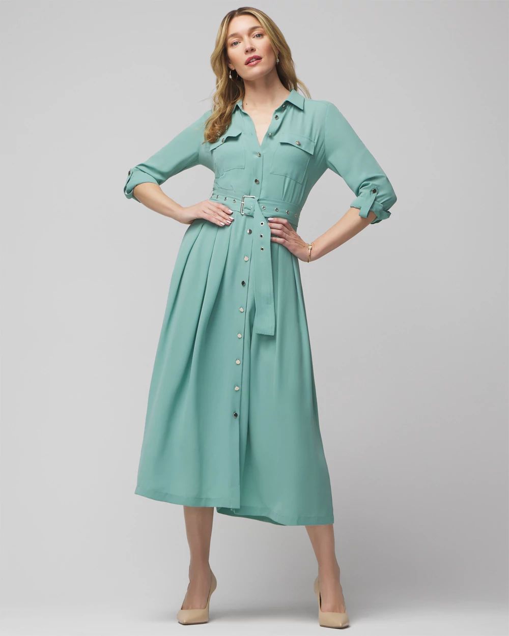 Long Sleeve Utility Shirt Dress White House Black Market
